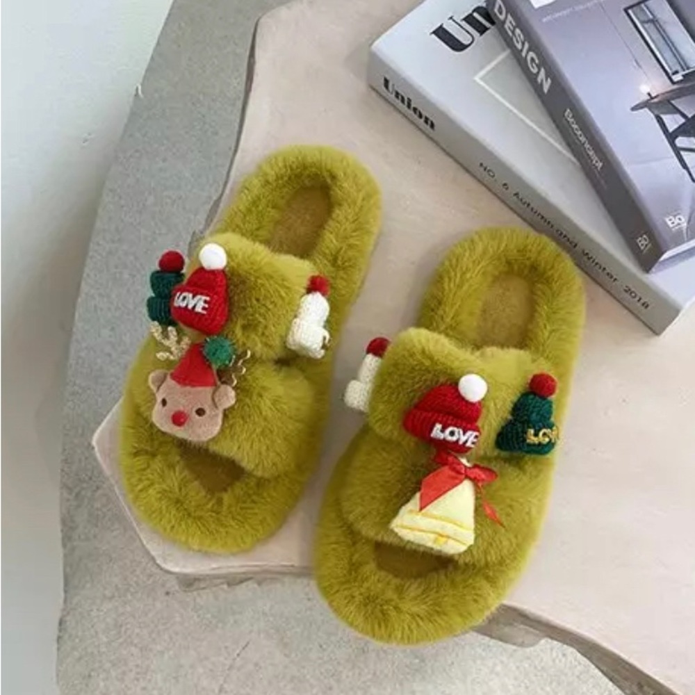 Christmas decorative women's slippers, winter warm slippers